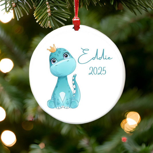 Teal Dinosaur Ornament