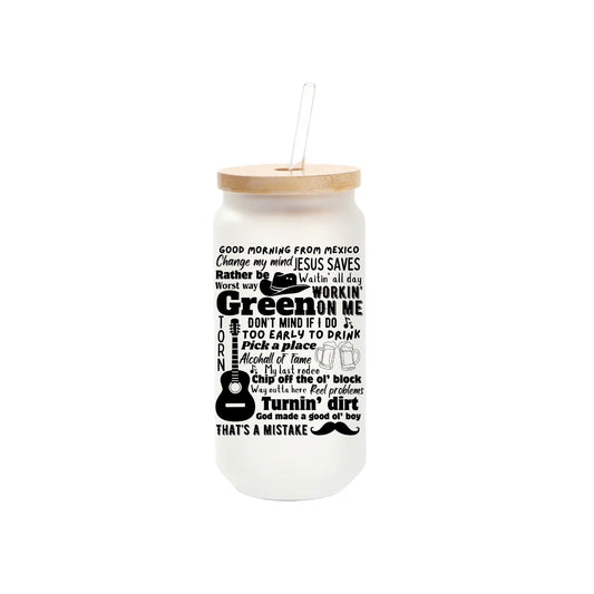 Riley Green, 16oz Frosted Glass Tumbler