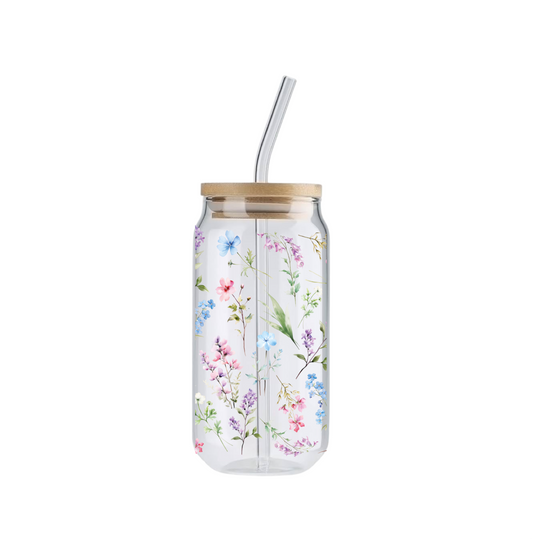 Summer Blooms, 16oz Glass Tumbler