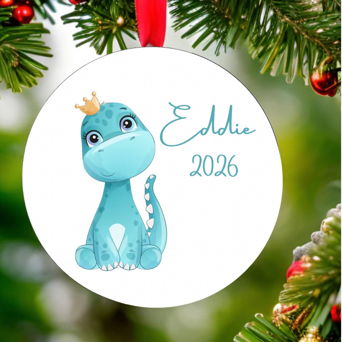 Teal Dinosaur Ornament