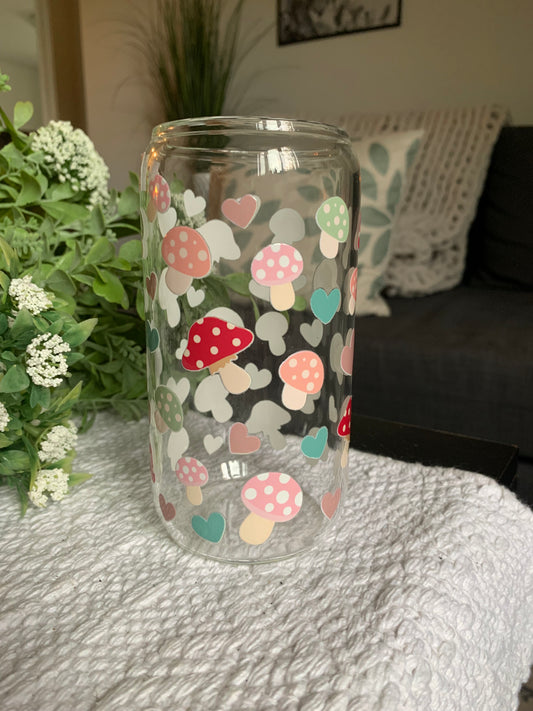 Mushroom Love Drinking Glass