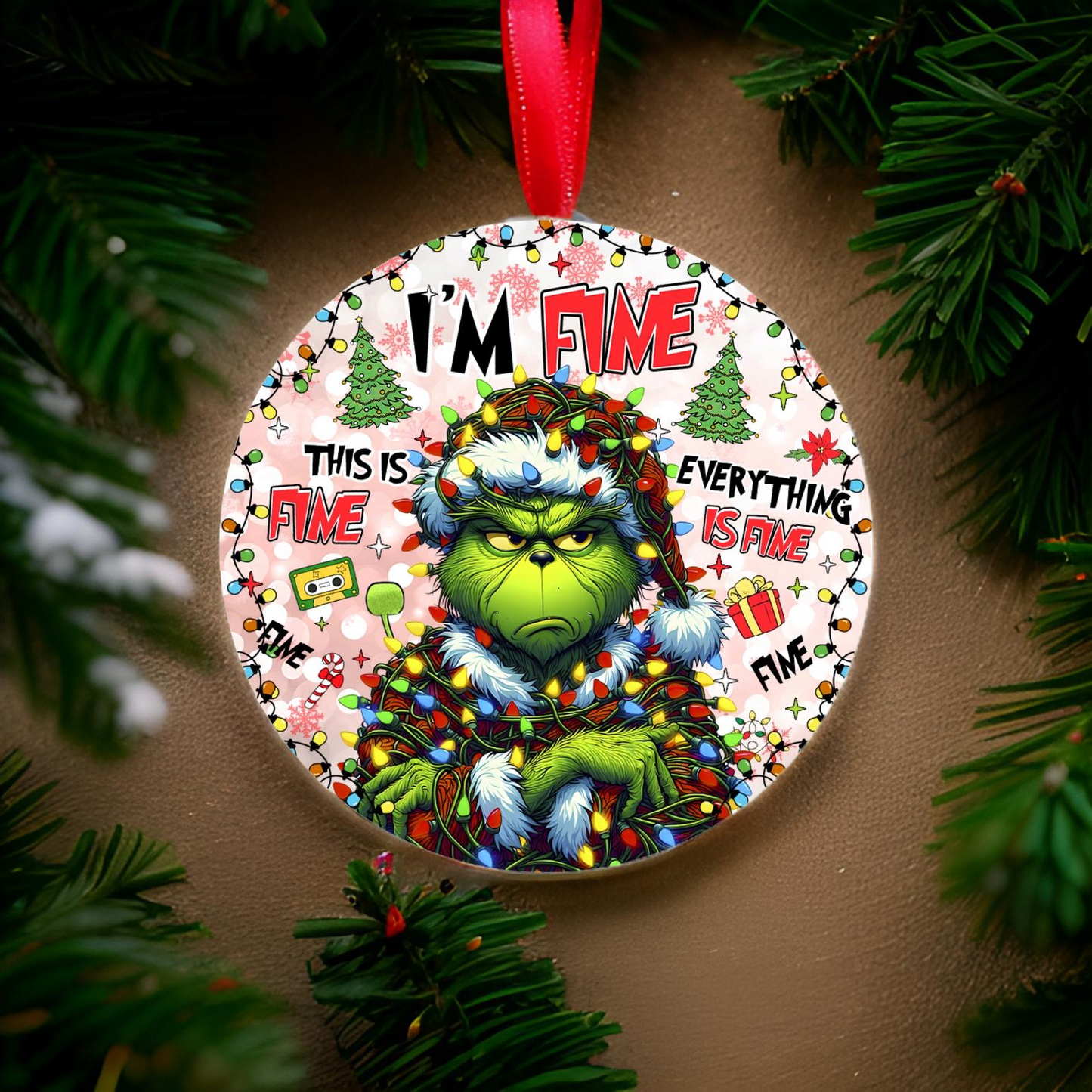 I’m Fine Grinch Ornament