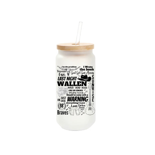 Morgan Wallen, 16oz Frosted Glass Tumbler