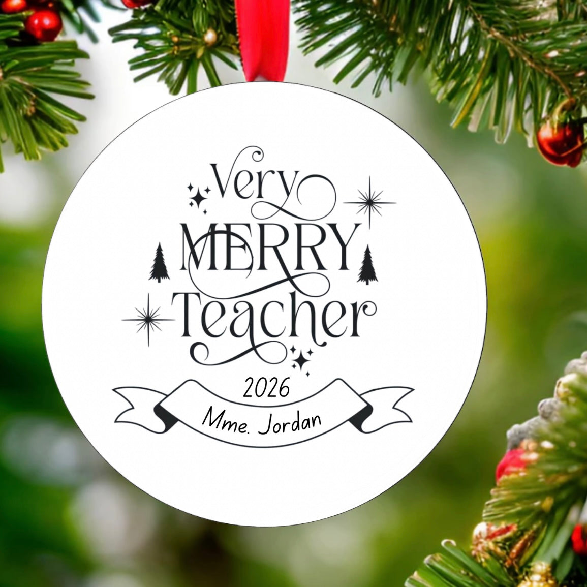 Very Merry Teacher Ornament