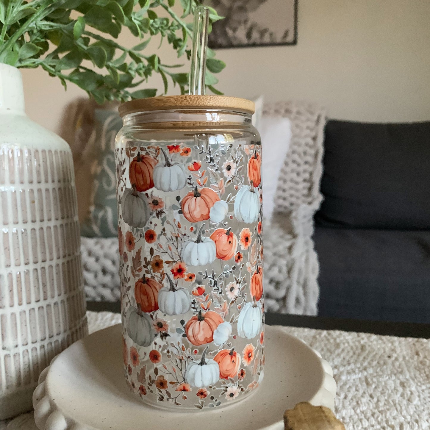* Pumpkin Patch, 16oz Glass Tumbler