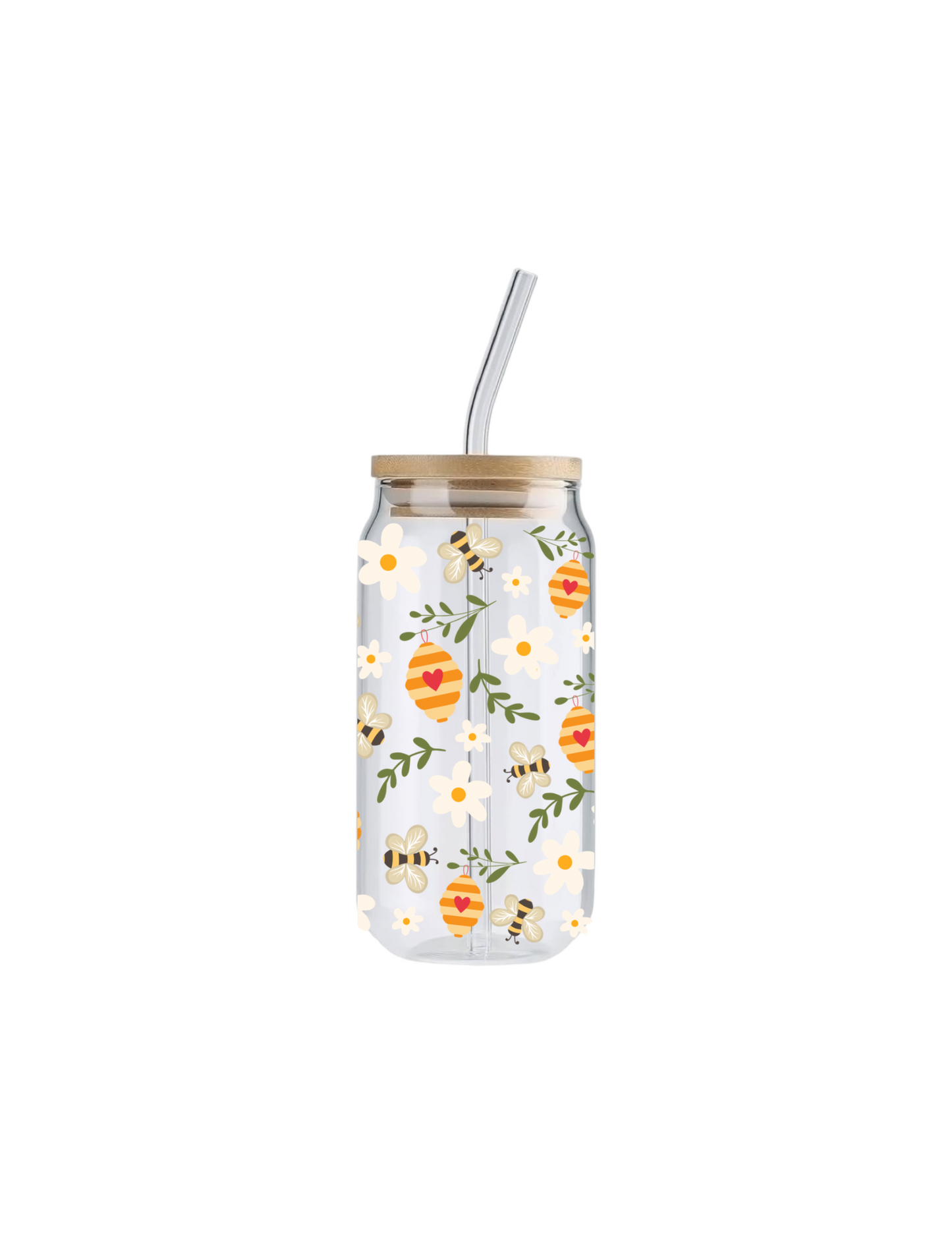Bees + Blooms, 16oz Glass Tumbler