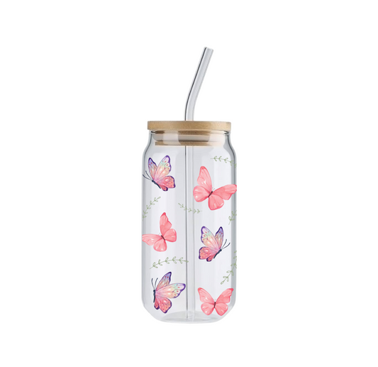Butterflies, 16oz Glass Tumbler