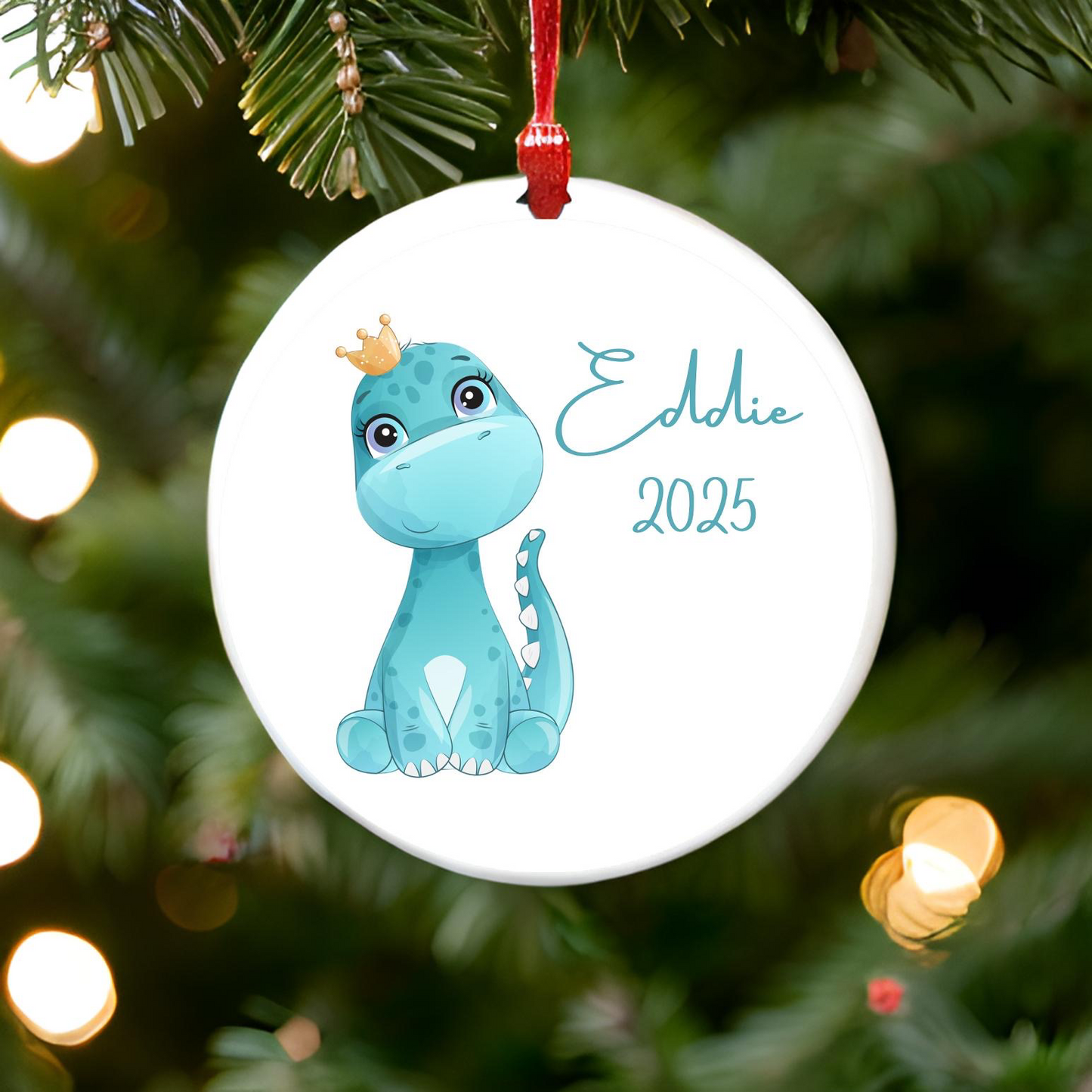 Teal Dinosaur Ornament