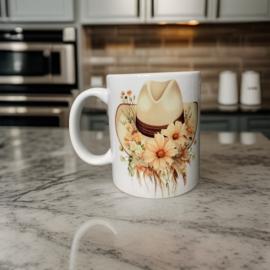 * Cowgirl Hat, Hanging Flowers - Mug