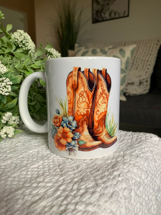 Boots + Flowers, Mug