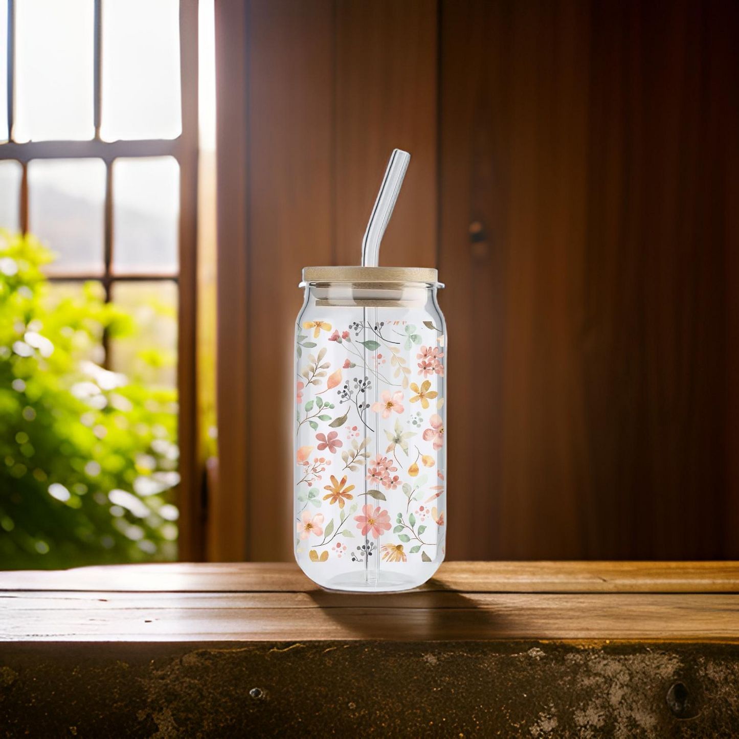 May’s Flowers, 16oz Glass Tumbler