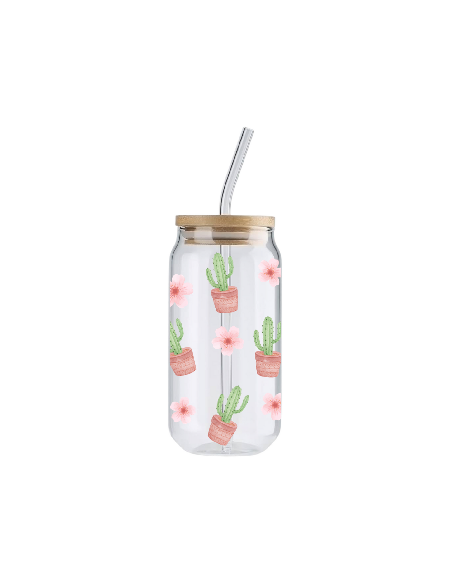 Blooming Cactus, 16oz Glass Tumbler
