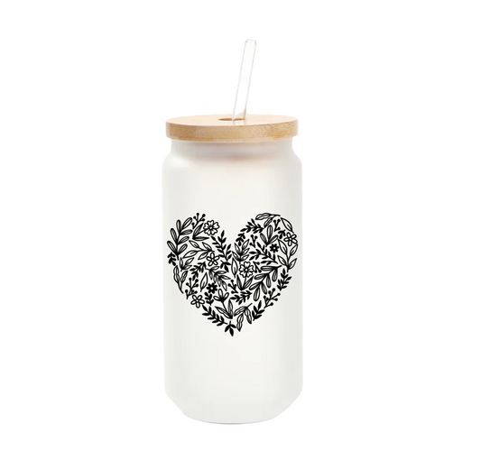 * Botanical Heart, Glass Tumbler