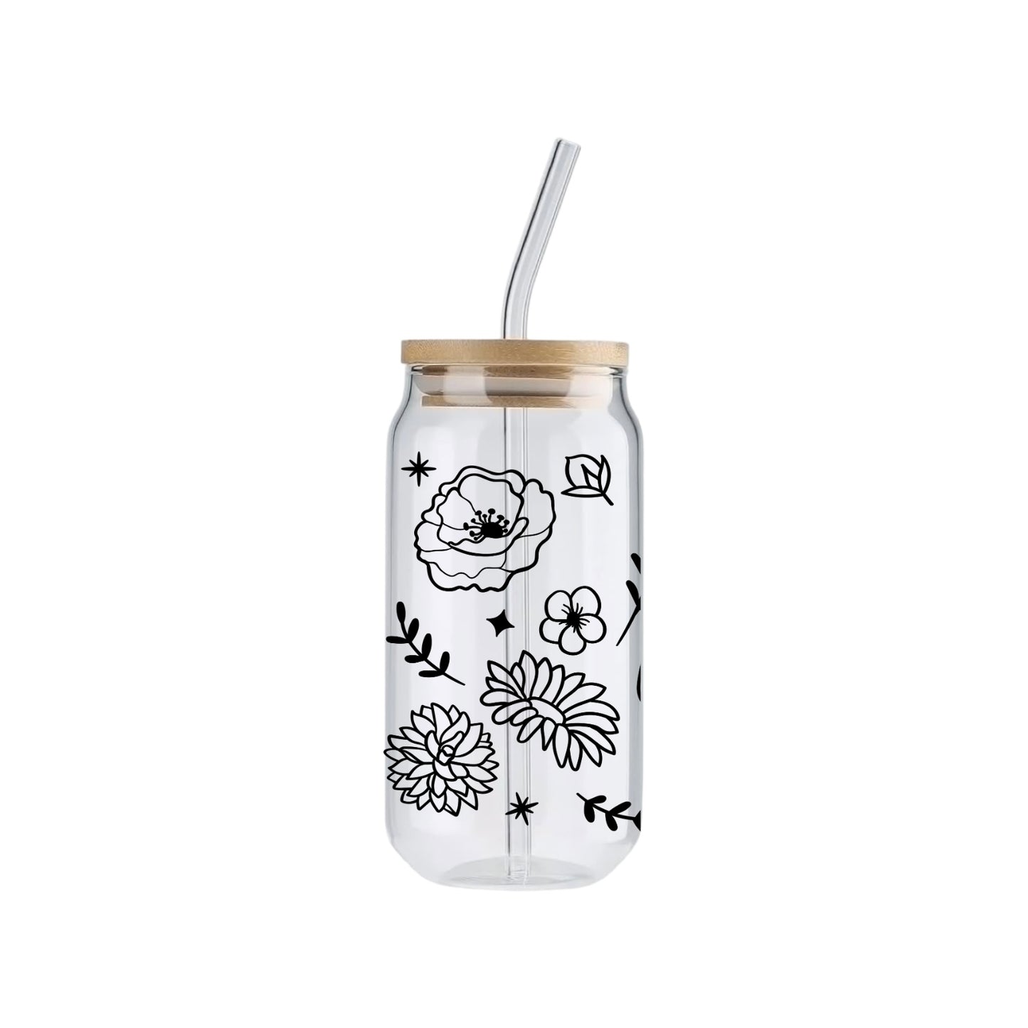 Intricate Flowers, 16oz Glass Tumbler