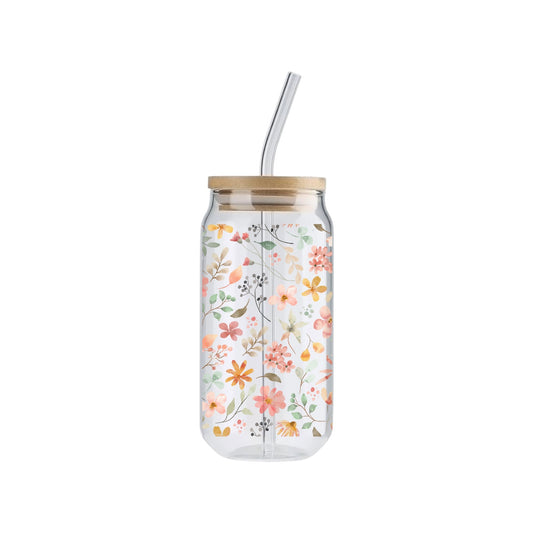 May’s Flowers, 16oz Glass Tumbler