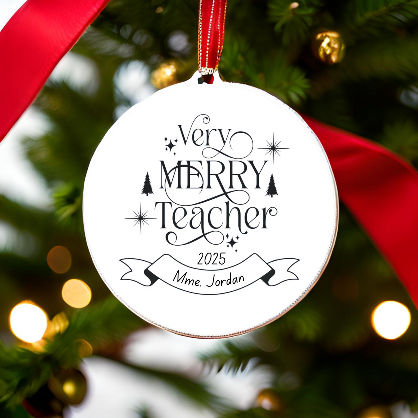 Very Merry Teacher Ornament