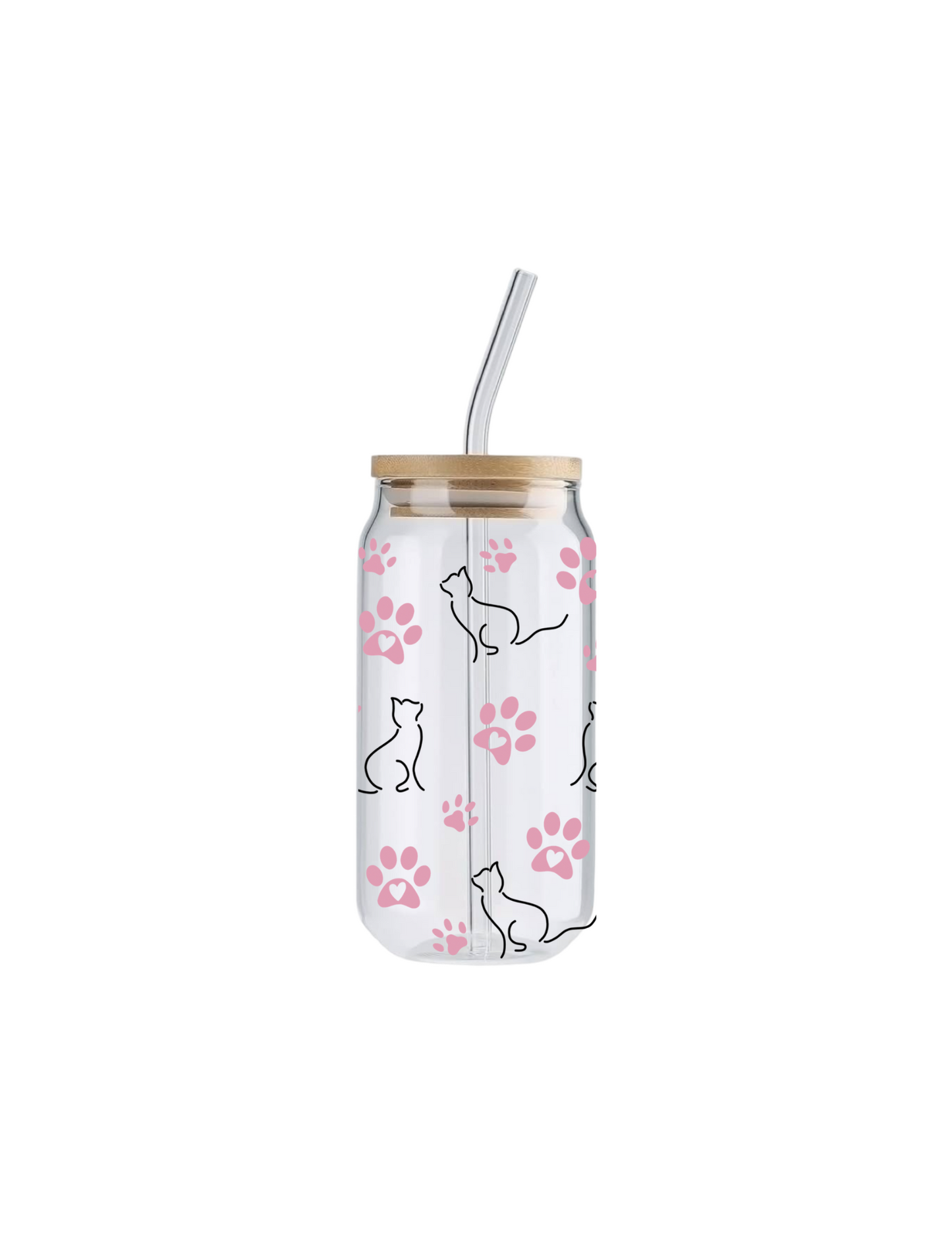 Cats + Paws, 16oz Glass Tumbler