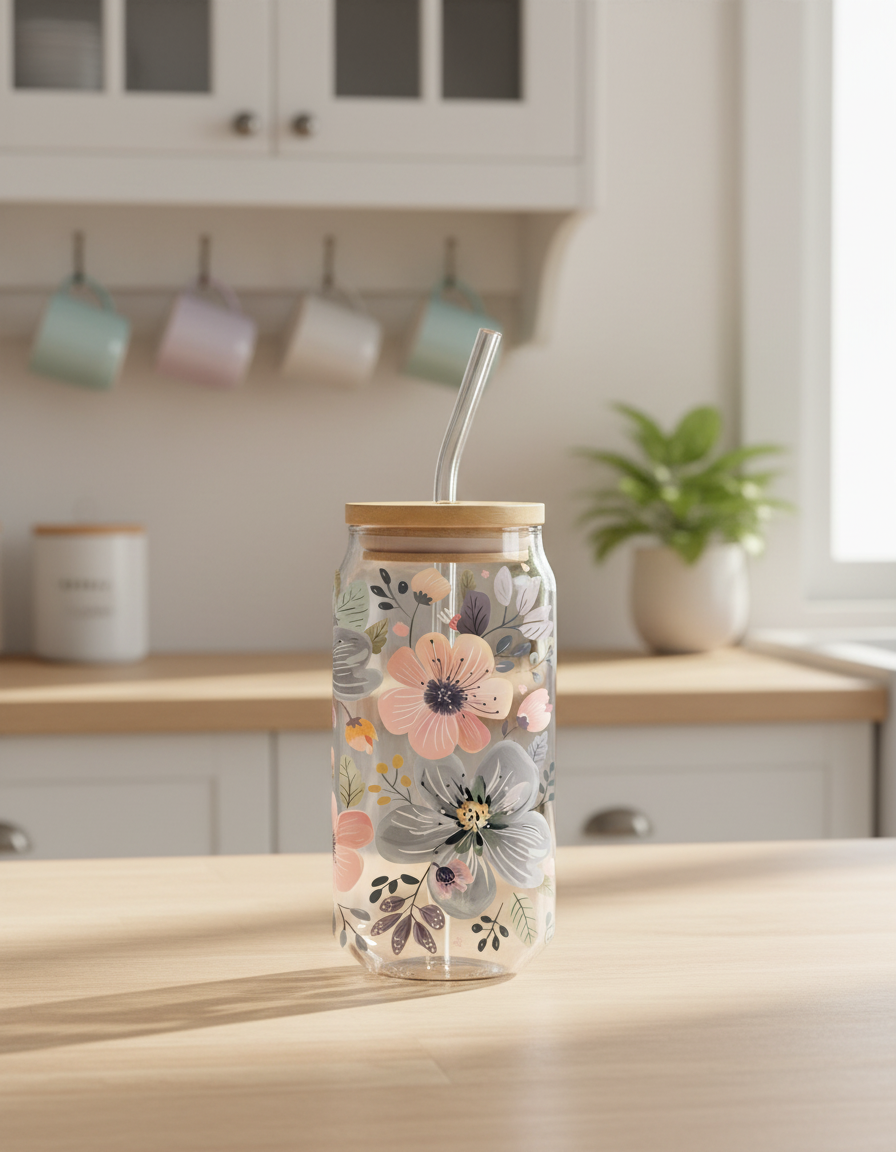 Pastel Wildflowers Glass Tumbler