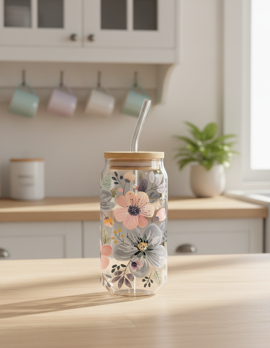 Pastel Wildflowers Glass Tumbler