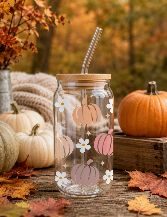 Pink Pumpkins Glass Tumbler