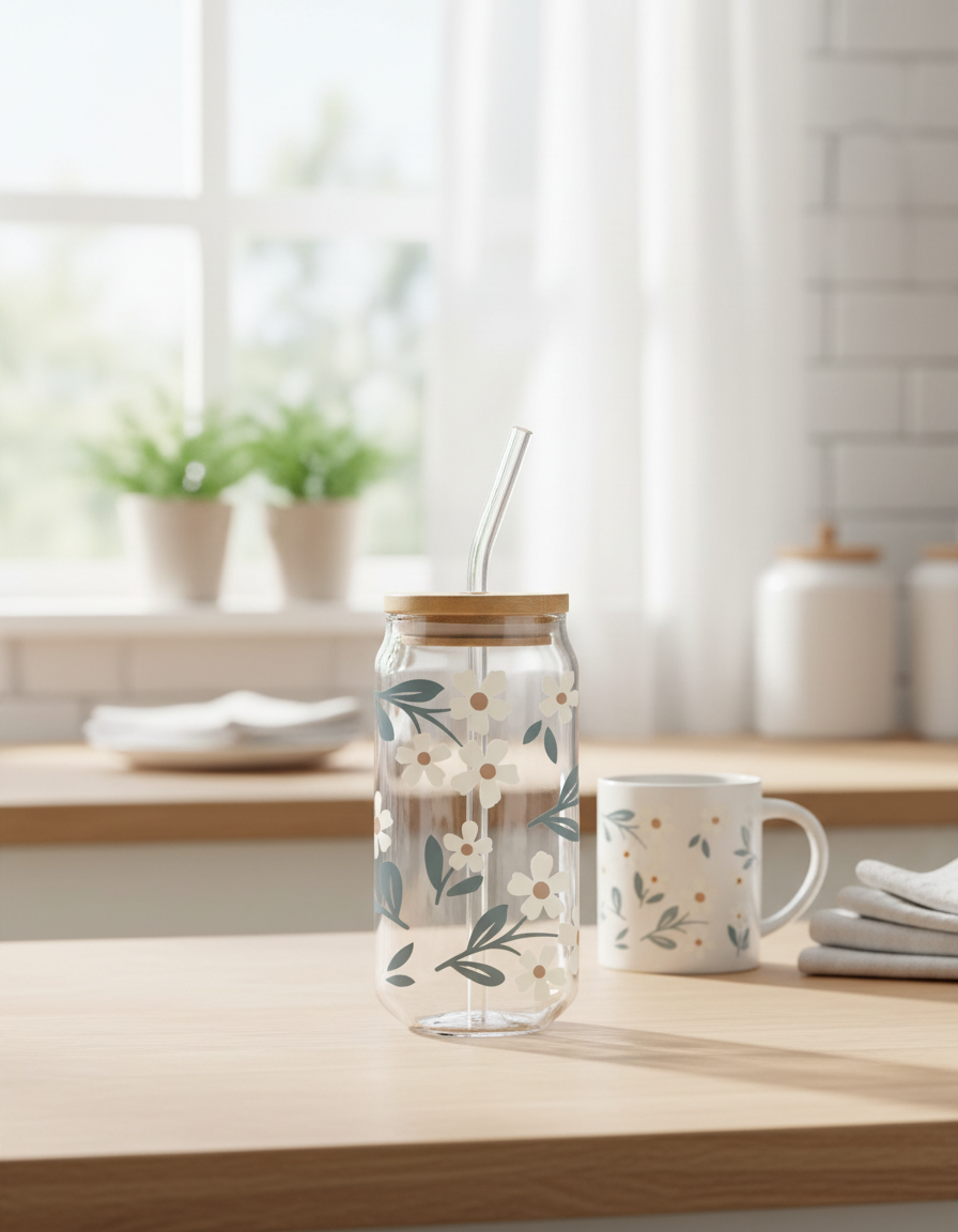 Daisy Blooms Glass Tumbler