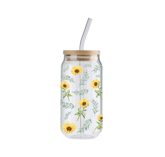 Sunflower Patch, 16oz Glass Tumbler