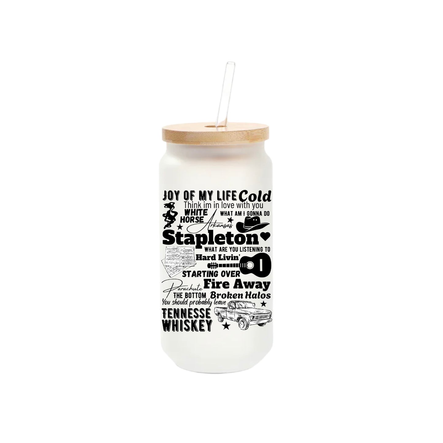 Chris Stapleton, 16oz Frosted Glass Tumbler