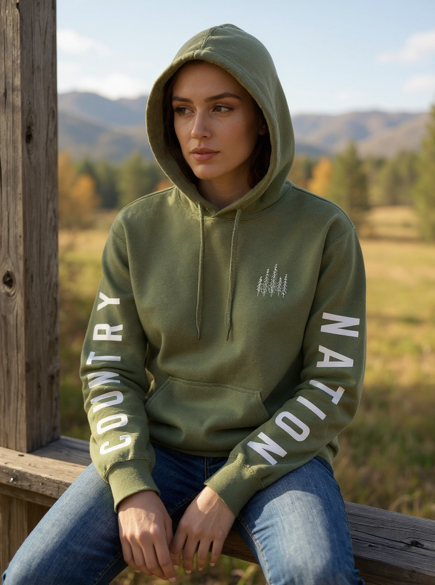 Country Nation Military Green Hoodie