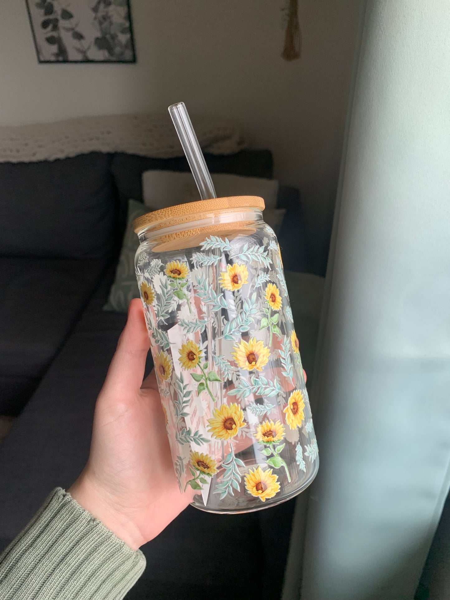 Sunflower Patch, 16oz Glass Tumbler