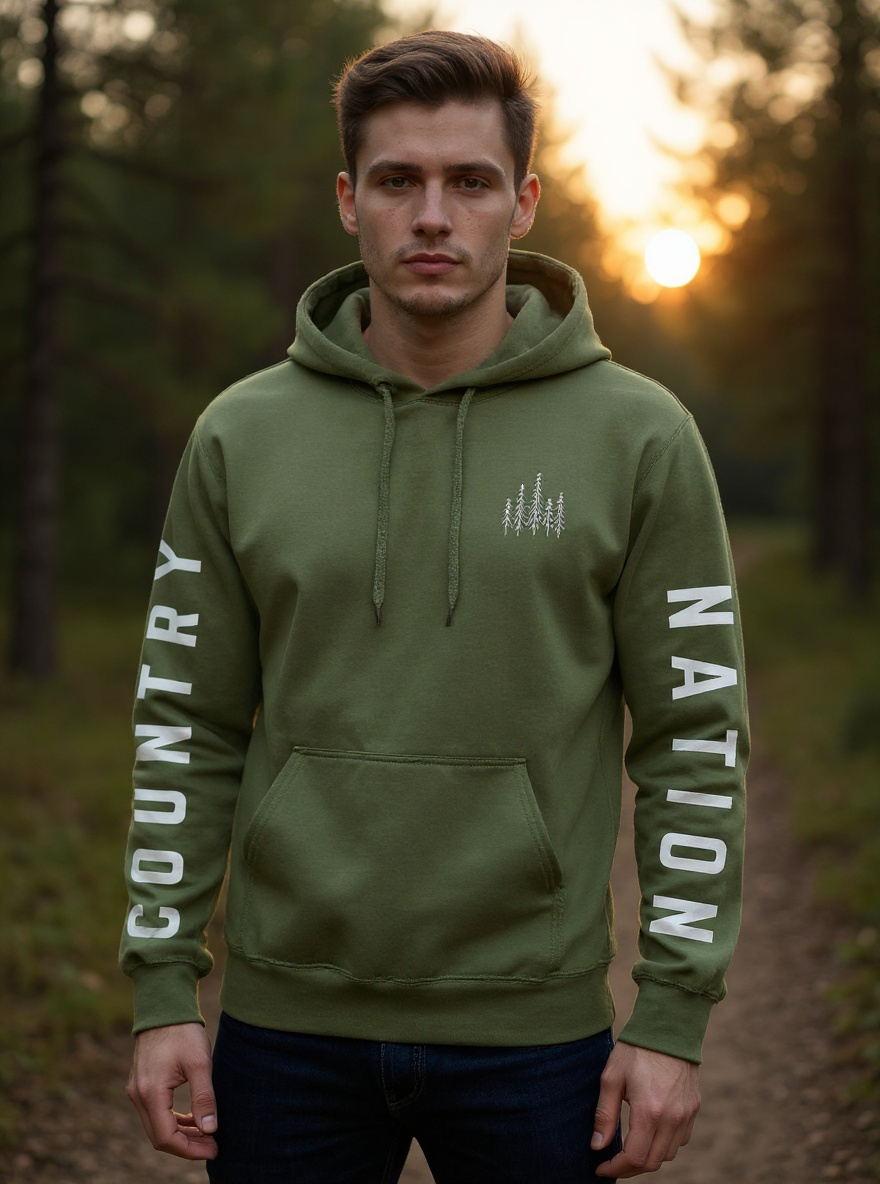 Country Nation Military Green Hoodie